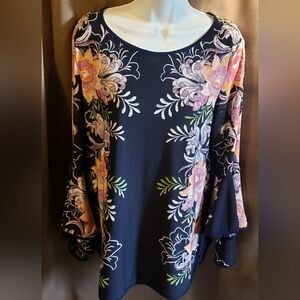 Coco Bianco Navy Blue Flowy Blouse Size XL